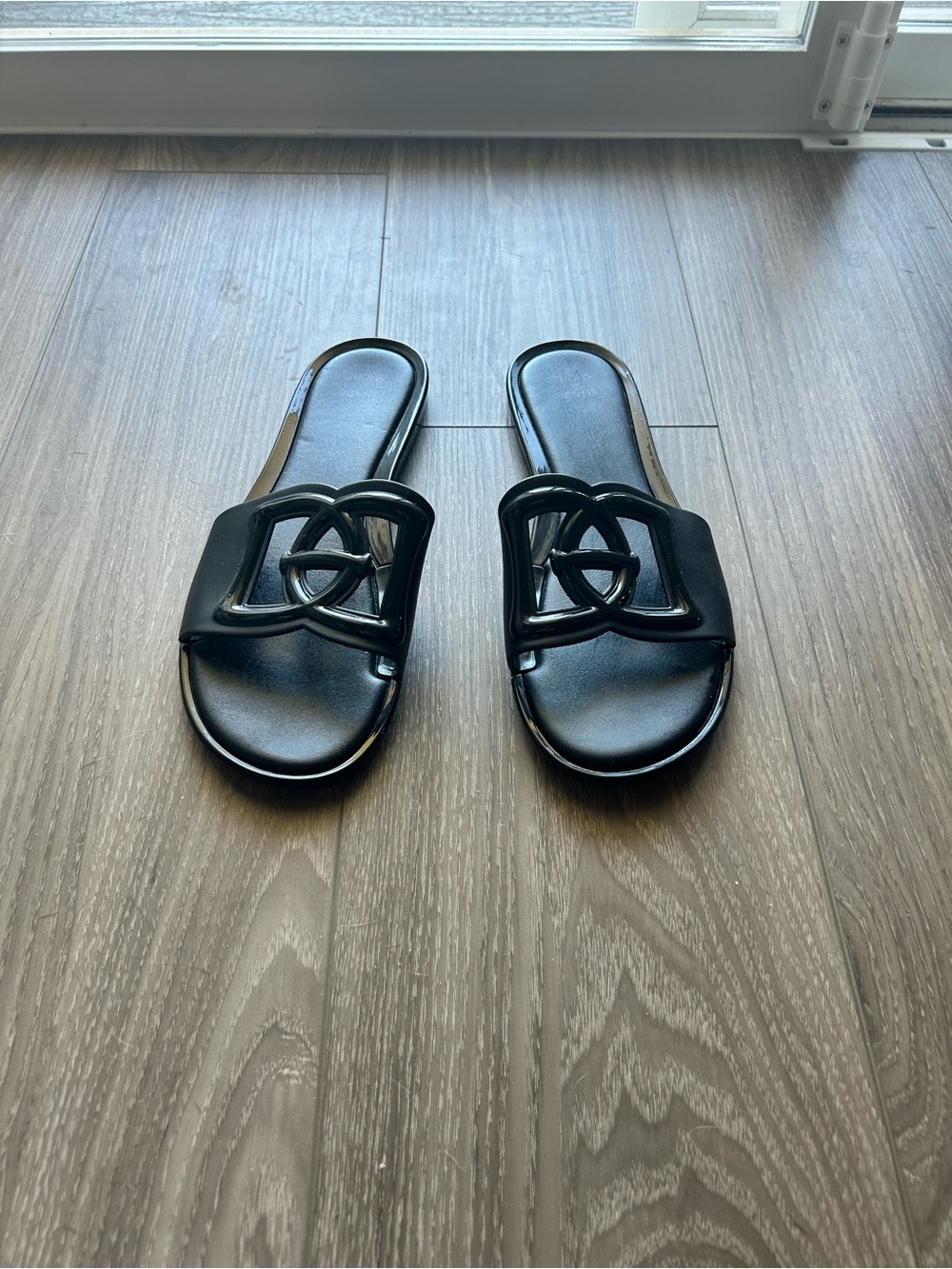 a new day Black Slide Sandals with Knotted Accent